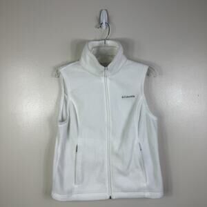 Columbia Womens White fleece Full Zip Vest Size Petite Medium